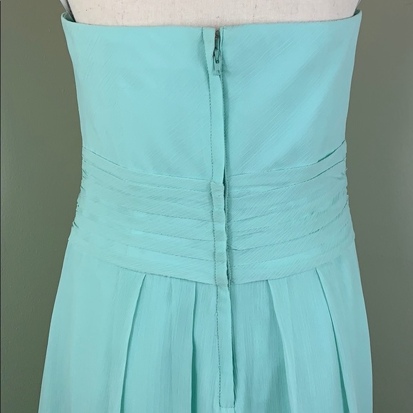 David’s Bridal Strapless Chiffon Dress in Mint - Picture 7 of 8